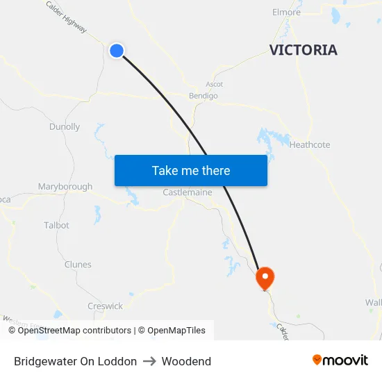 Bridgewater On Loddon to Woodend map