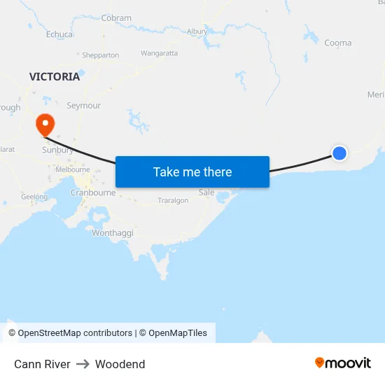 Cann River to Woodend map