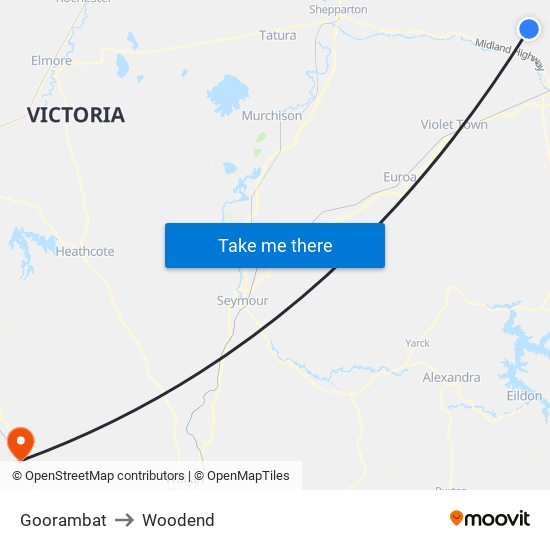Goorambat to Woodend map