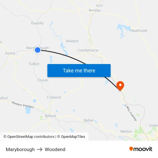 Maryborough to Woodend map