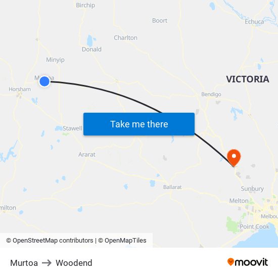 Murtoa to Woodend map