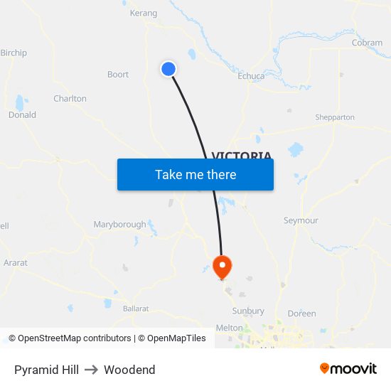 Pyramid Hill to Woodend map