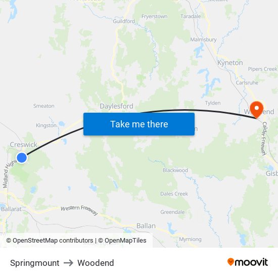 Springmount to Woodend map