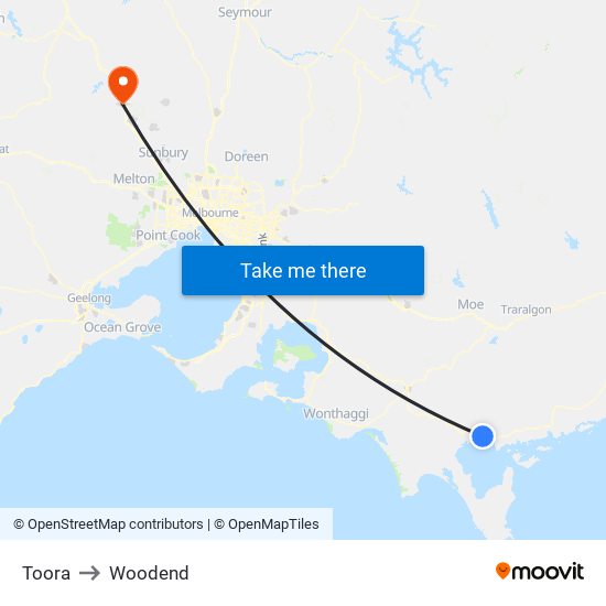 Toora to Woodend map
