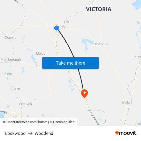 Lockwood to Woodend map