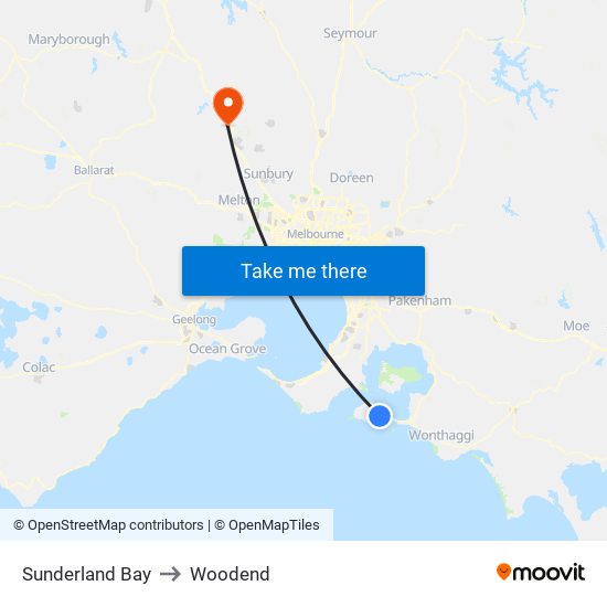 Sunderland Bay to Woodend map