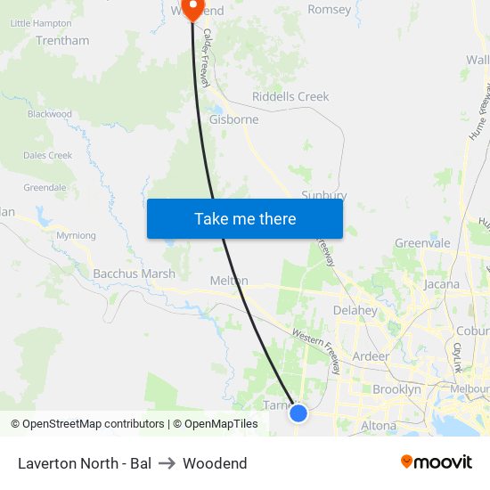 Laverton North - Bal to Woodend map