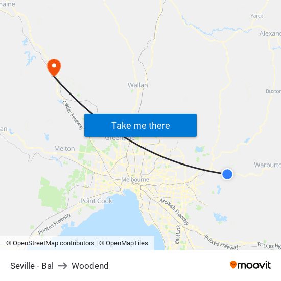 Seville - Bal to Woodend map