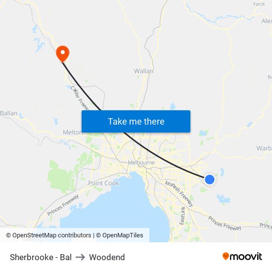 Sherbrooke - Bal to Woodend map