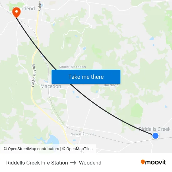 Riddells Creek Fire Station to Woodend map