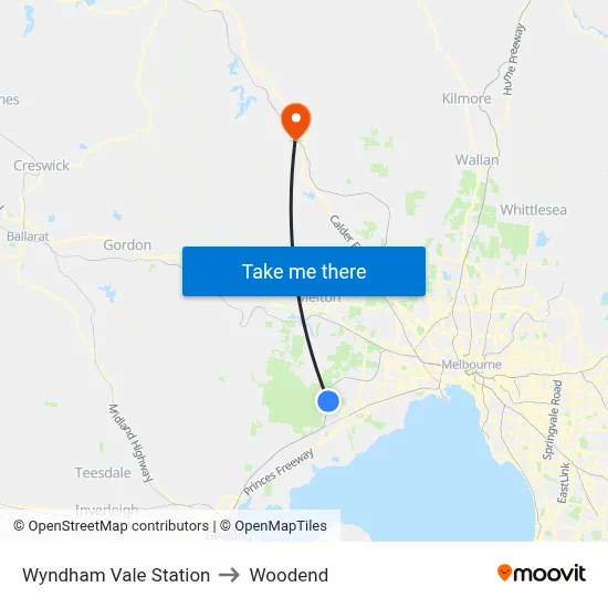 Wyndham Vale Station to Woodend map