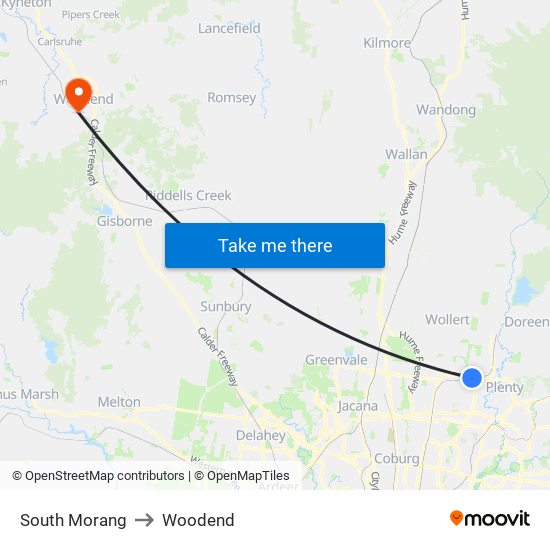 South Morang to Woodend map