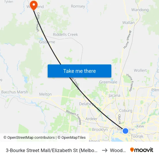 Bourke Street Mall/Elizabeth St #3 to Woodend map