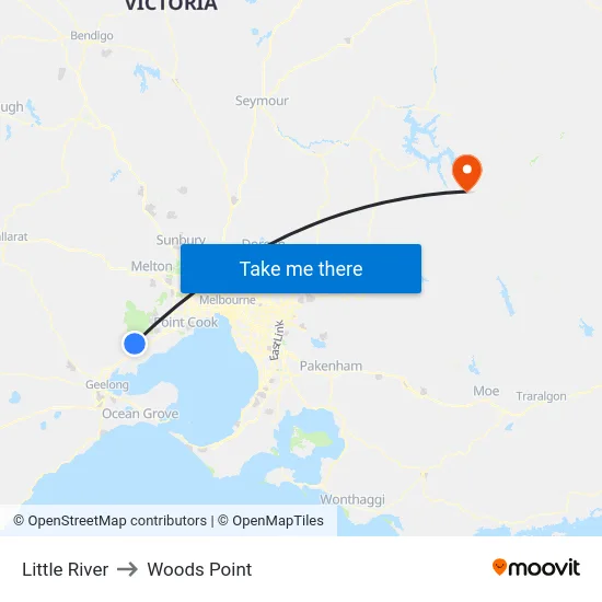 Little River to Woods Point map