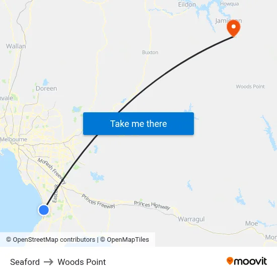 Seaford to Woods Point map