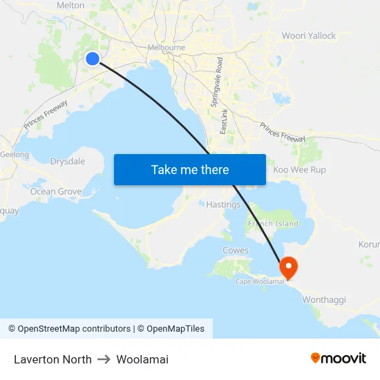 Laverton North to Woolamai map
