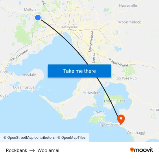 Rockbank to Woolamai map
