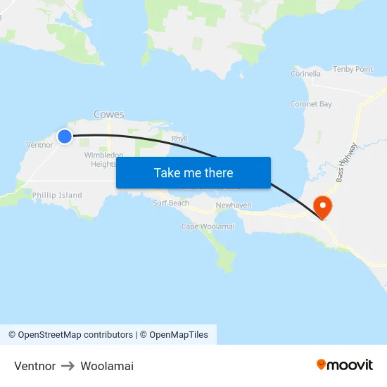 Ventnor to Woolamai map