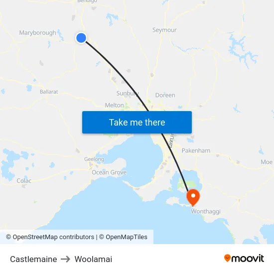 Castlemaine to Woolamai map