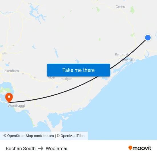 Buchan South to Woolamai map