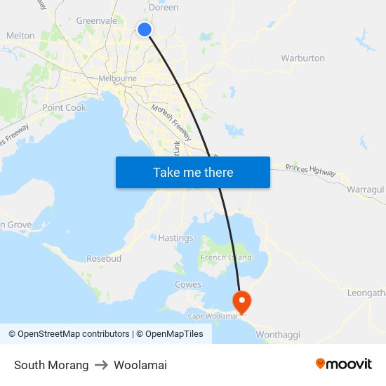 South Morang to Woolamai map