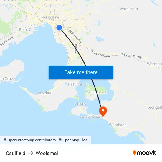 Caulfield to Woolamai map