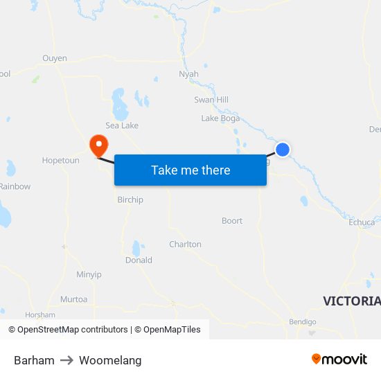 Barham to Woomelang map