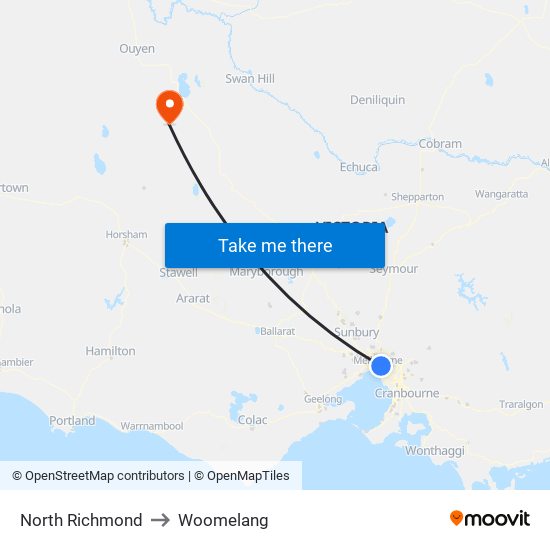 North Richmond to Woomelang map