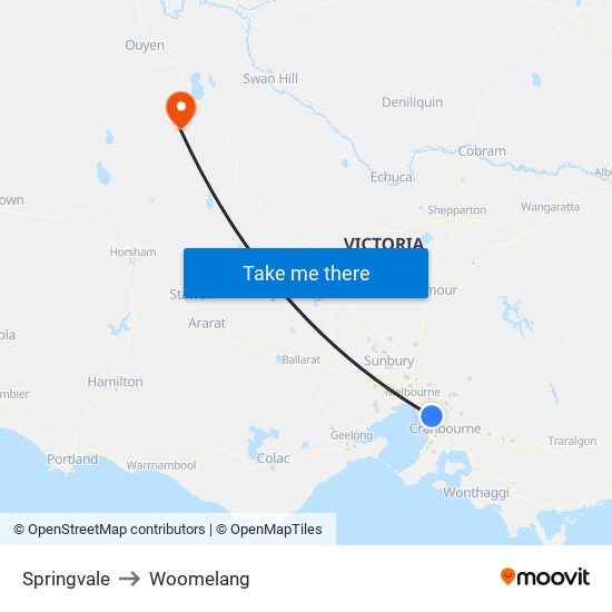 Springvale to Woomelang map