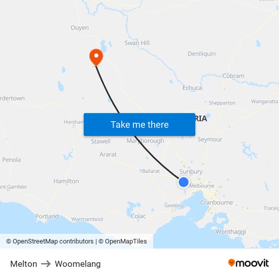 Melton to Woomelang map