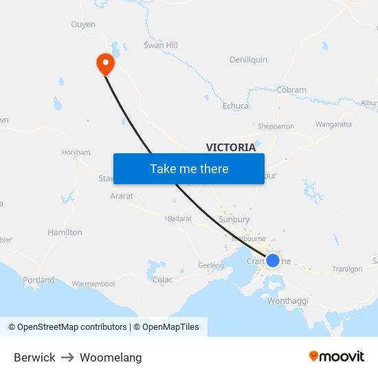 Berwick to Woomelang map