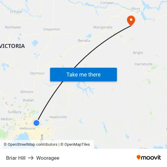 Briar Hill to Wooragee map