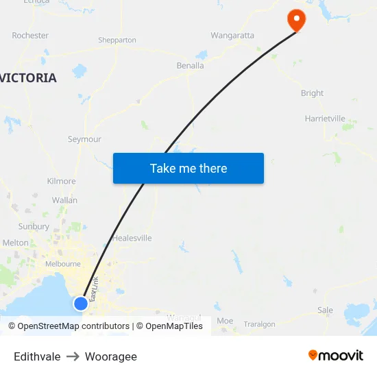 Edithvale to Wooragee map