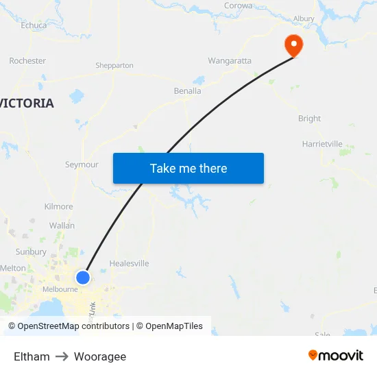 Eltham to Wooragee map