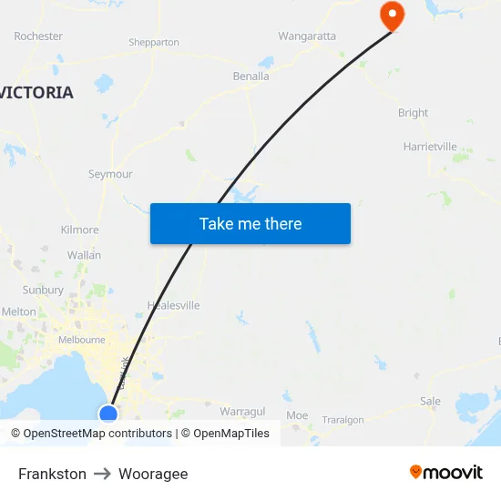 Frankston to Wooragee map