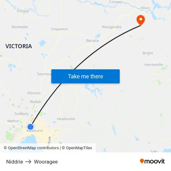 Niddrie to Wooragee map