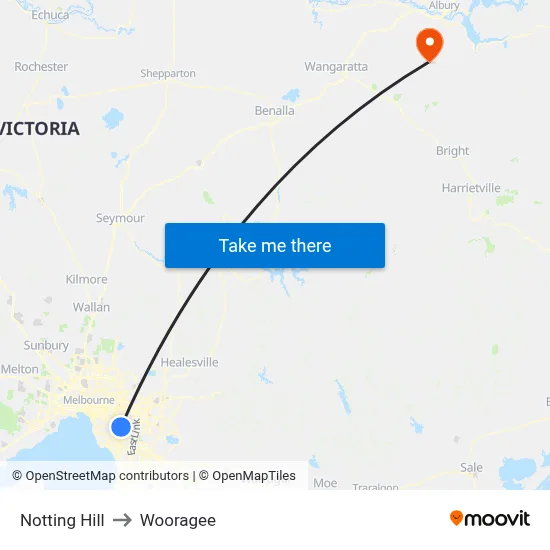 Notting Hill to Wooragee map