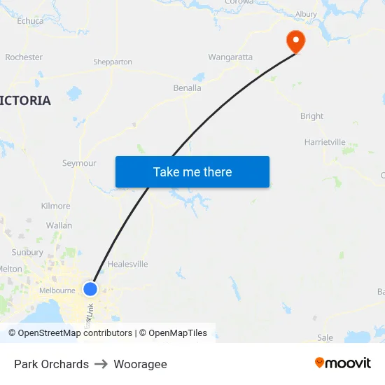 Park Orchards to Wooragee map
