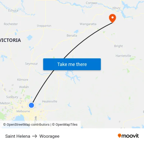 Saint Helena to Wooragee map