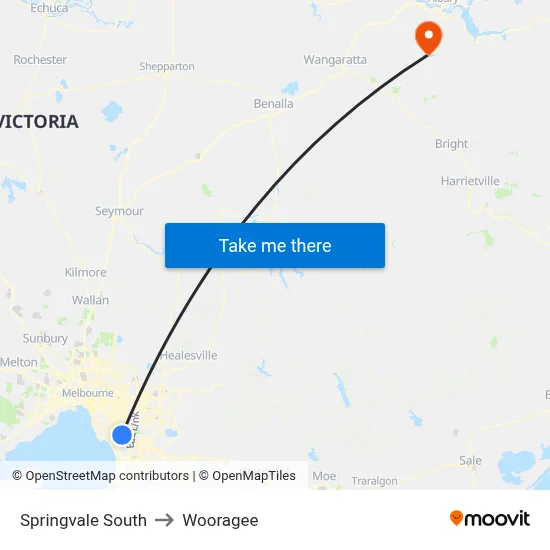 Springvale South to Wooragee map