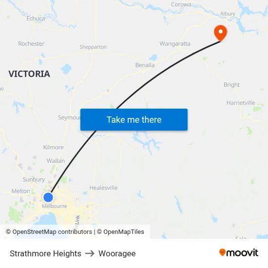 Strathmore Heights to Wooragee map