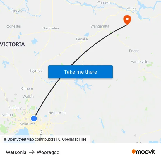 Watsonia to Wooragee map