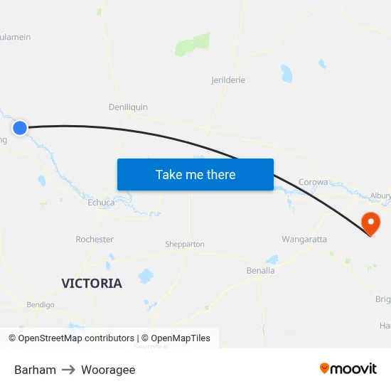 Barham to Wooragee map