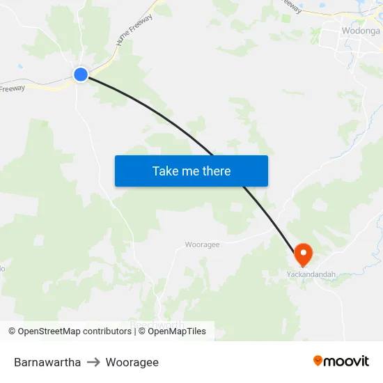 Barnawartha to Wooragee map