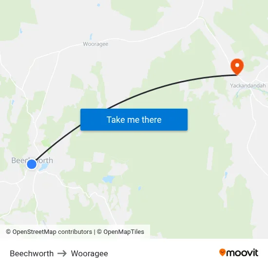 Beechworth to Wooragee map