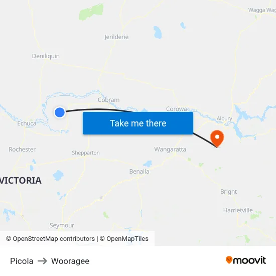 Picola to Wooragee map