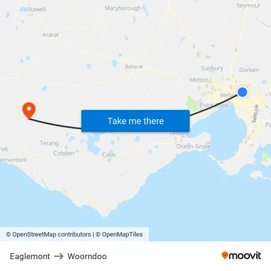 Eaglemont to Woorndoo map