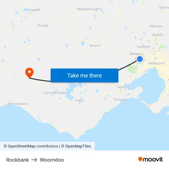 Rockbank to Woorndoo map