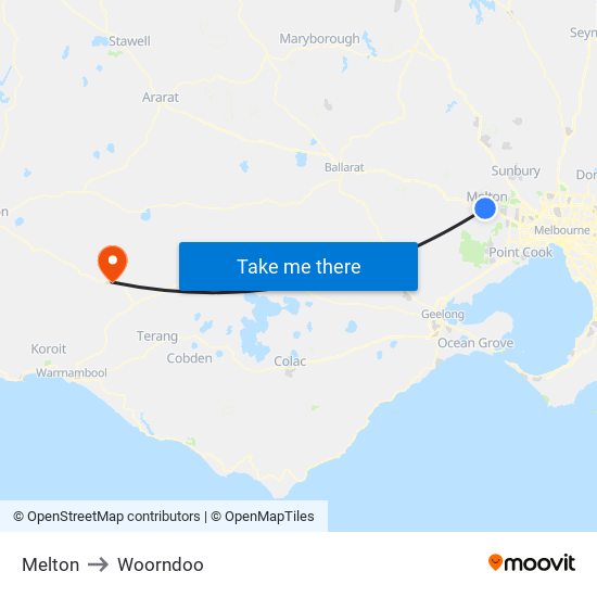 Melton to Woorndoo map