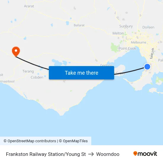 Frankston Railway Station/Young St to Woorndoo map